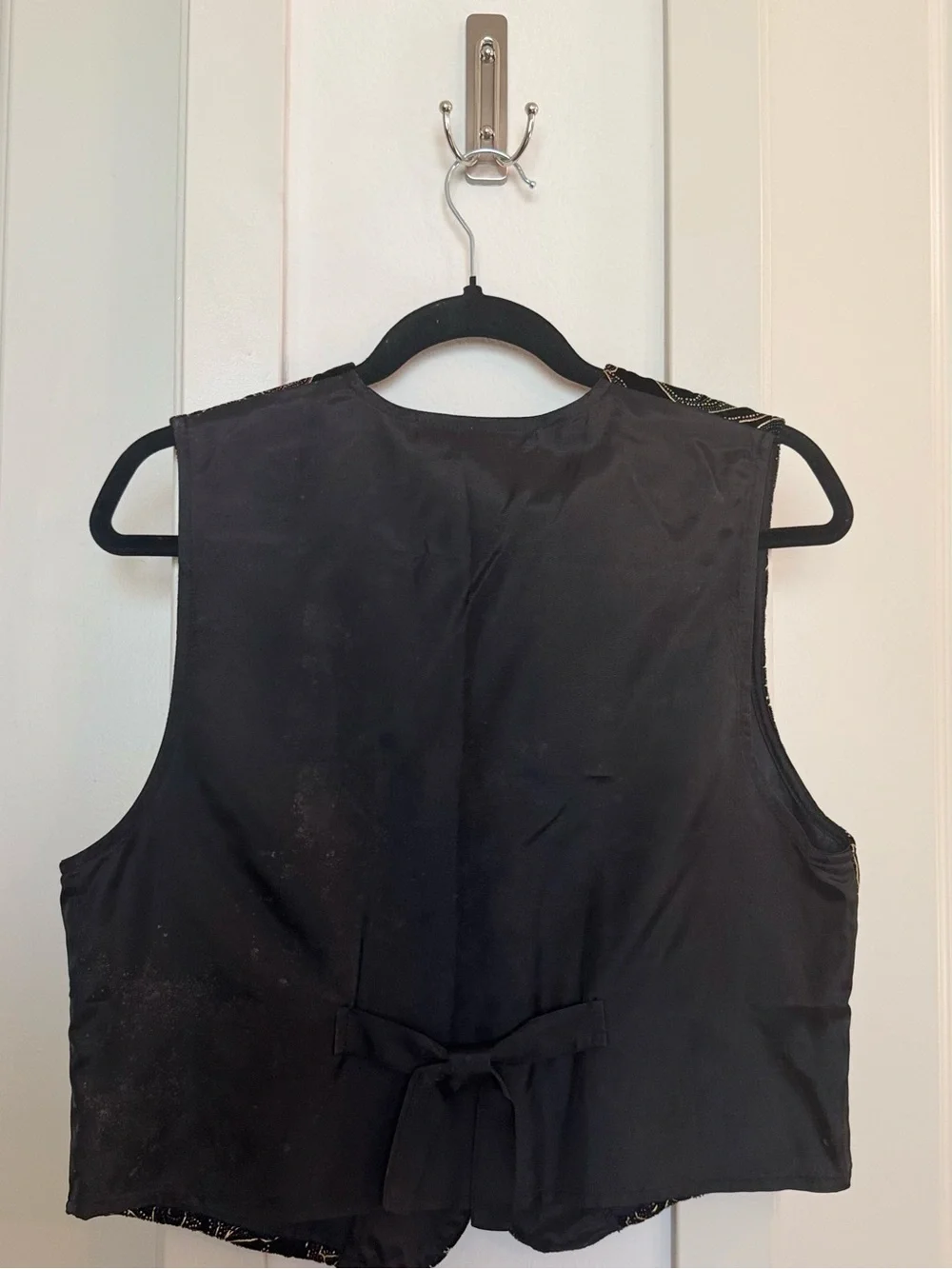 Vintage Gloria Lance Gold Beaded Paisley Velvet Vest, Black, Petite Small